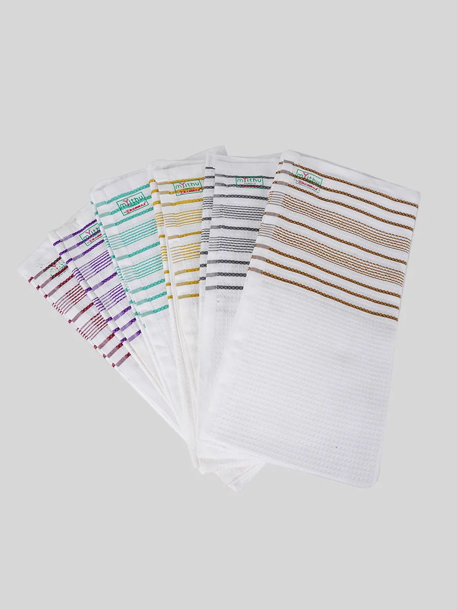 100% Cotton Checked White Bath Towel Blossom (Pack of 2)