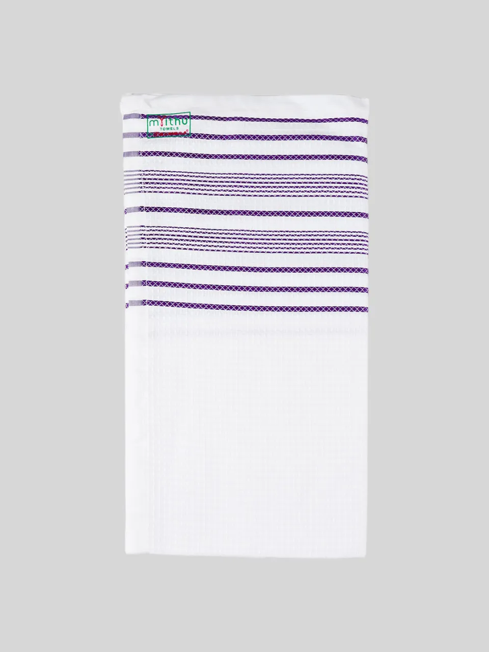100% Cotton Checked White Bath Towel Blossom (Pack of 2)