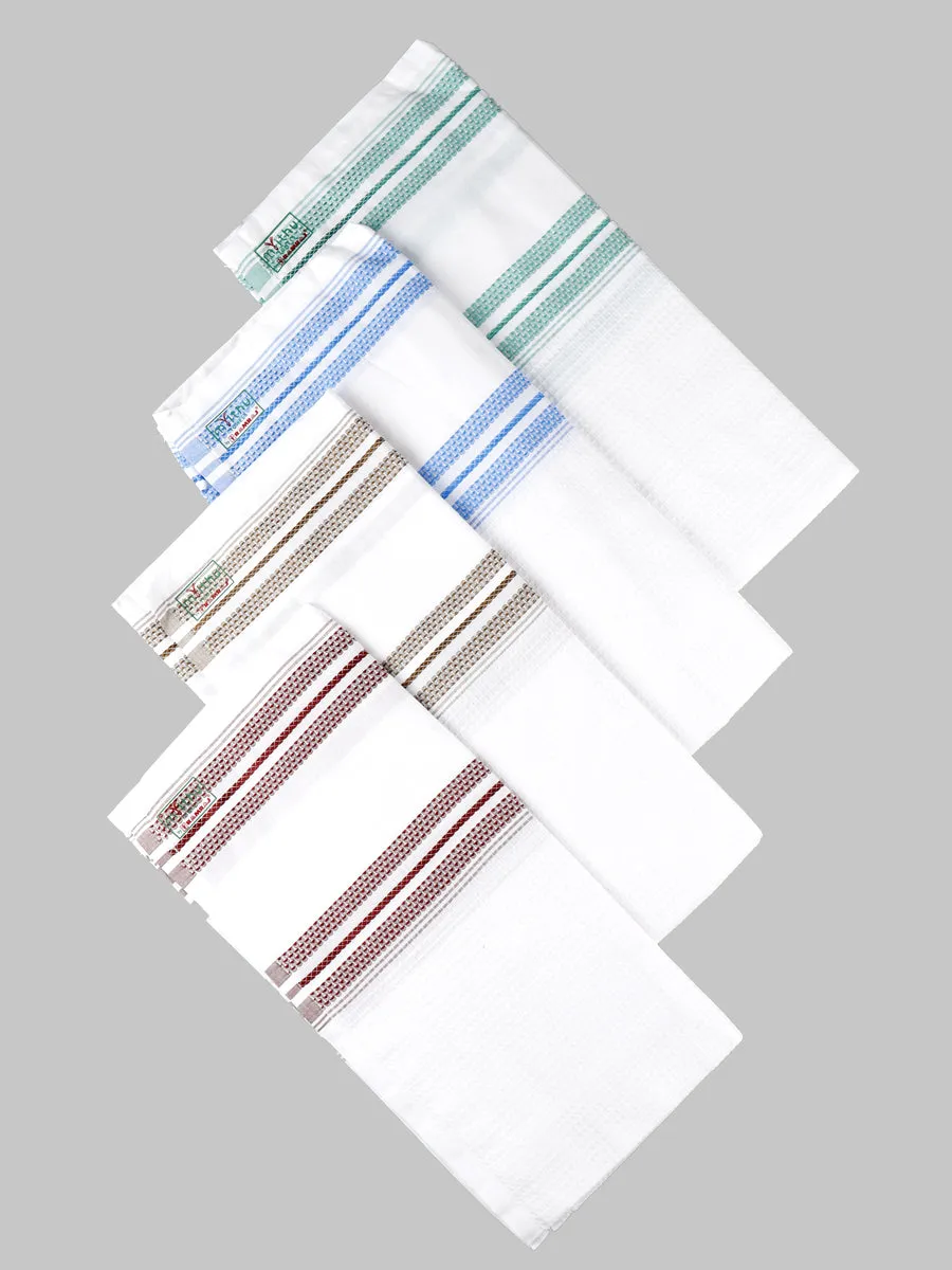 100% Cotton Checked White Bath Towel Blossom (Pack of 2)