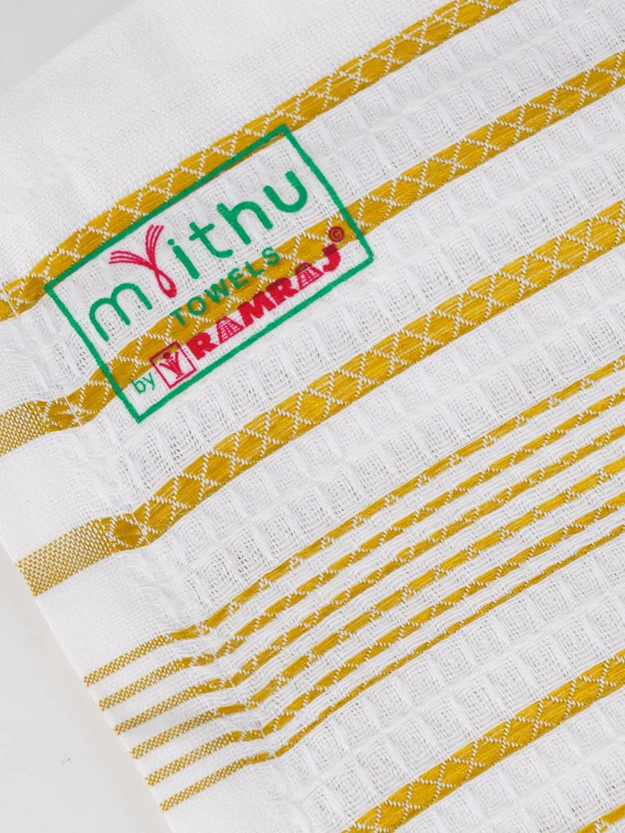100% Cotton Checked White Bath Towel Blossom (Pack of 2)
