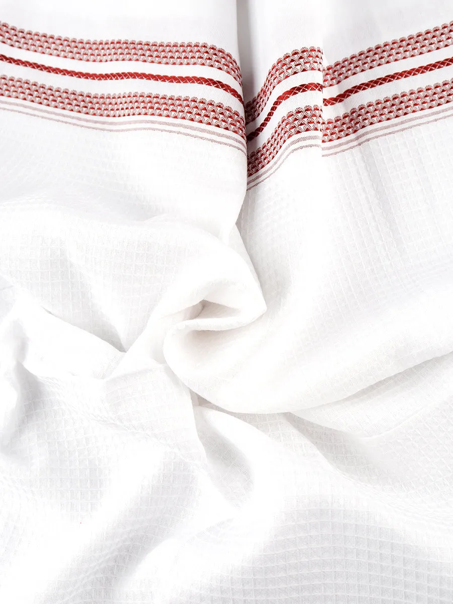 100% Cotton Checked White Bath Towel Blossom (Pack of 2)