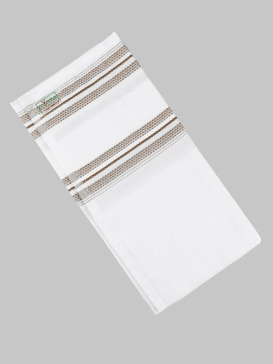 100% Cotton Checked White Bath Towel Blossom (Pack of 2)