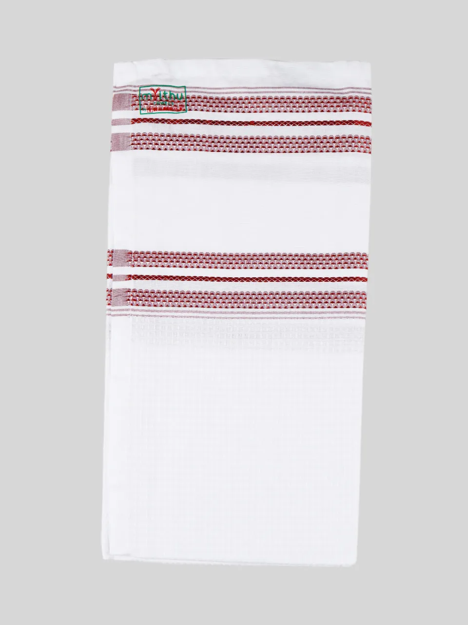 100% Cotton Checked White Bath Towel Blossom (Pack of 2)