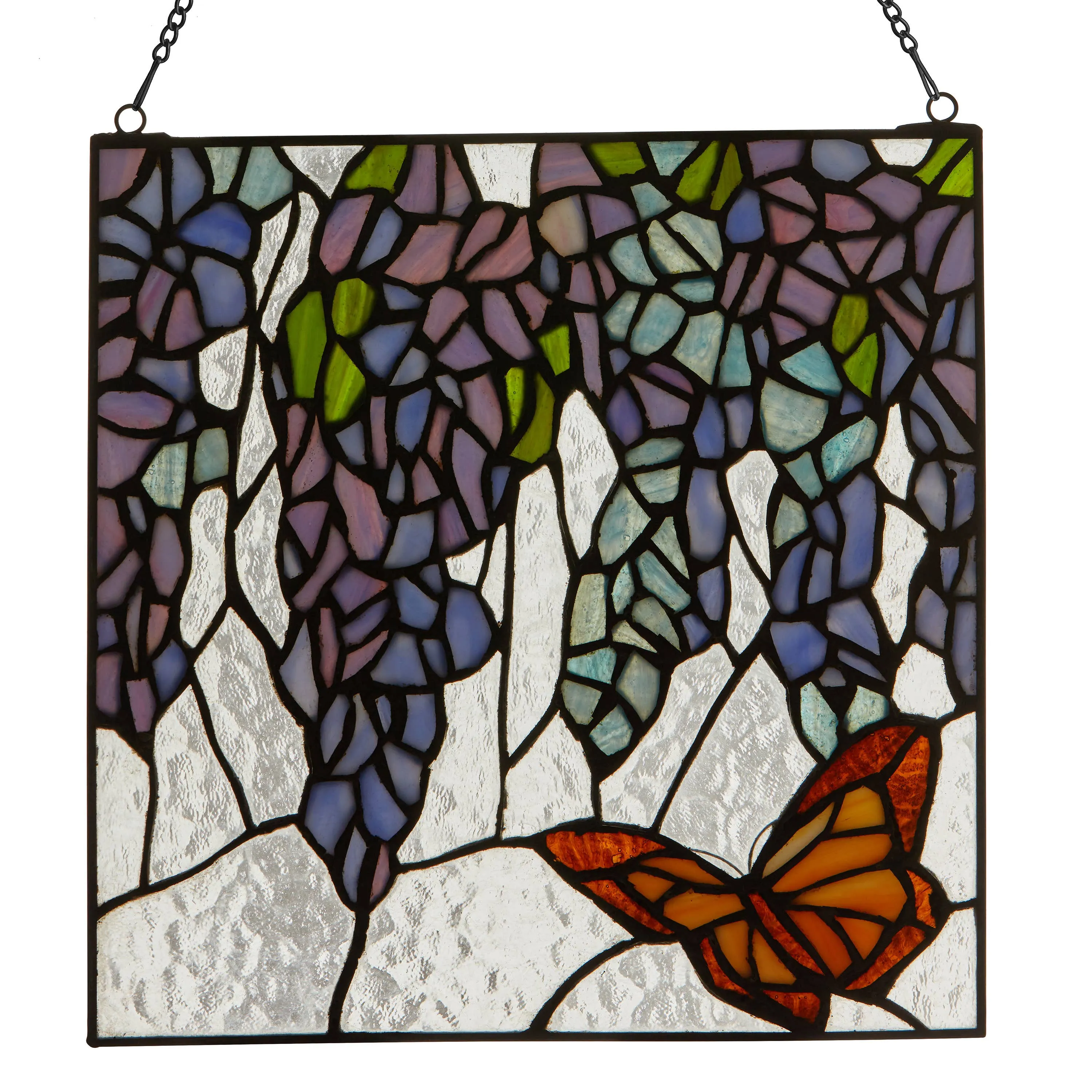 12" H Irises Stained Glass Window Panel