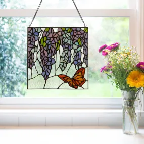 12" H Irises Stained Glass Window Panel