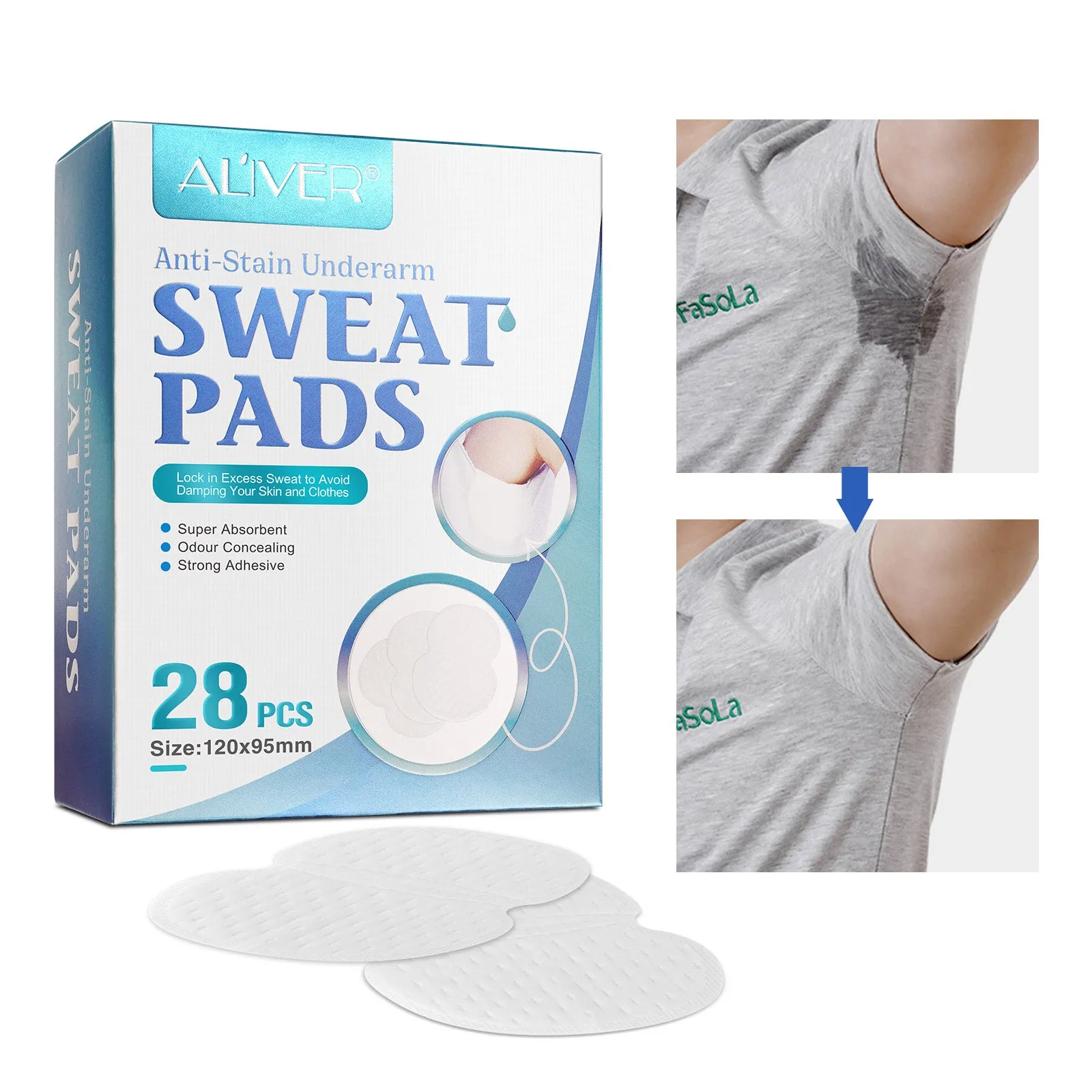 Aliver Disposable Underarm Sweat Pads - 28 Pcs