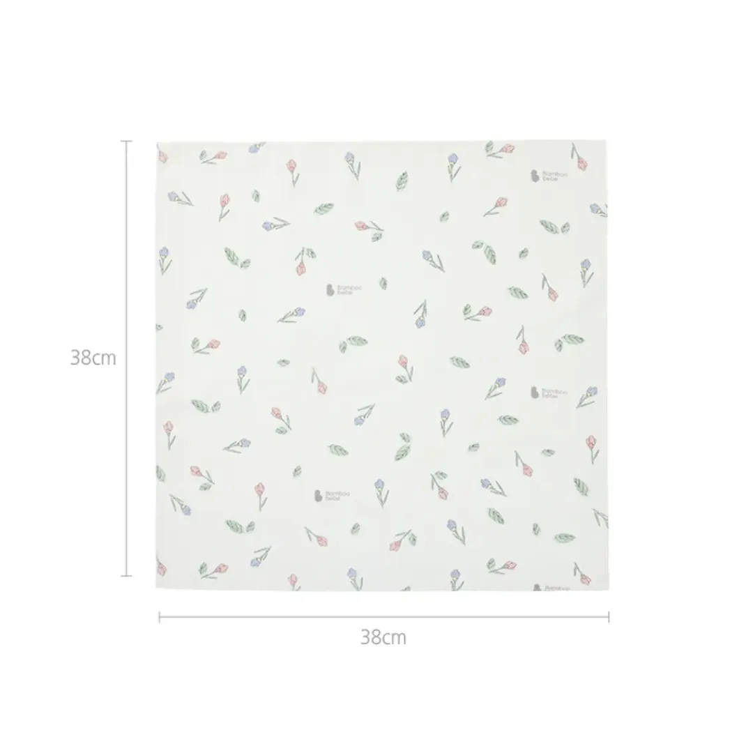 Bebe Bamboo Signature Baby Embossed Hankie (flower buds M size) - 5pcs Set