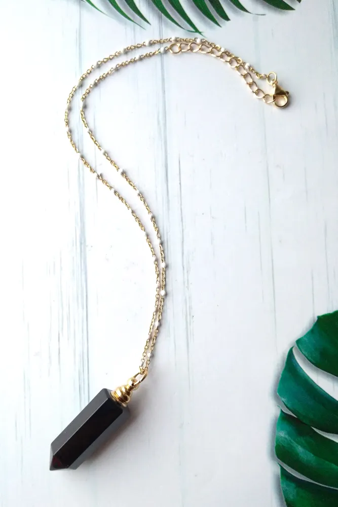 Black Agate Stalactite Essential Oil Bottle Pendant