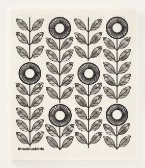Black Sunflowers Swedish Dishcloth