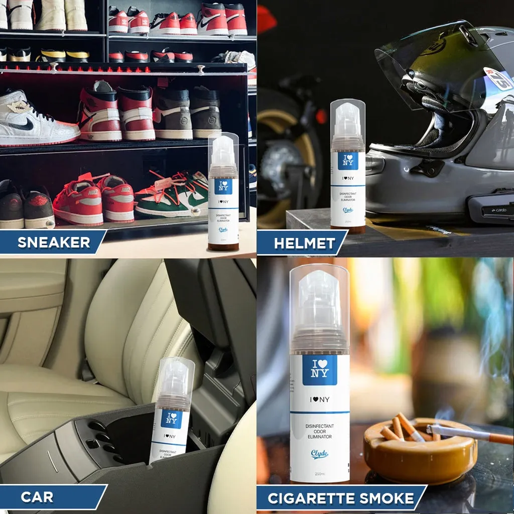 Clyde Disinfectant Odor Eliminator Staycation   FREE 75ml Clyde Premium Shoe Cleaner with Jojoba Oil