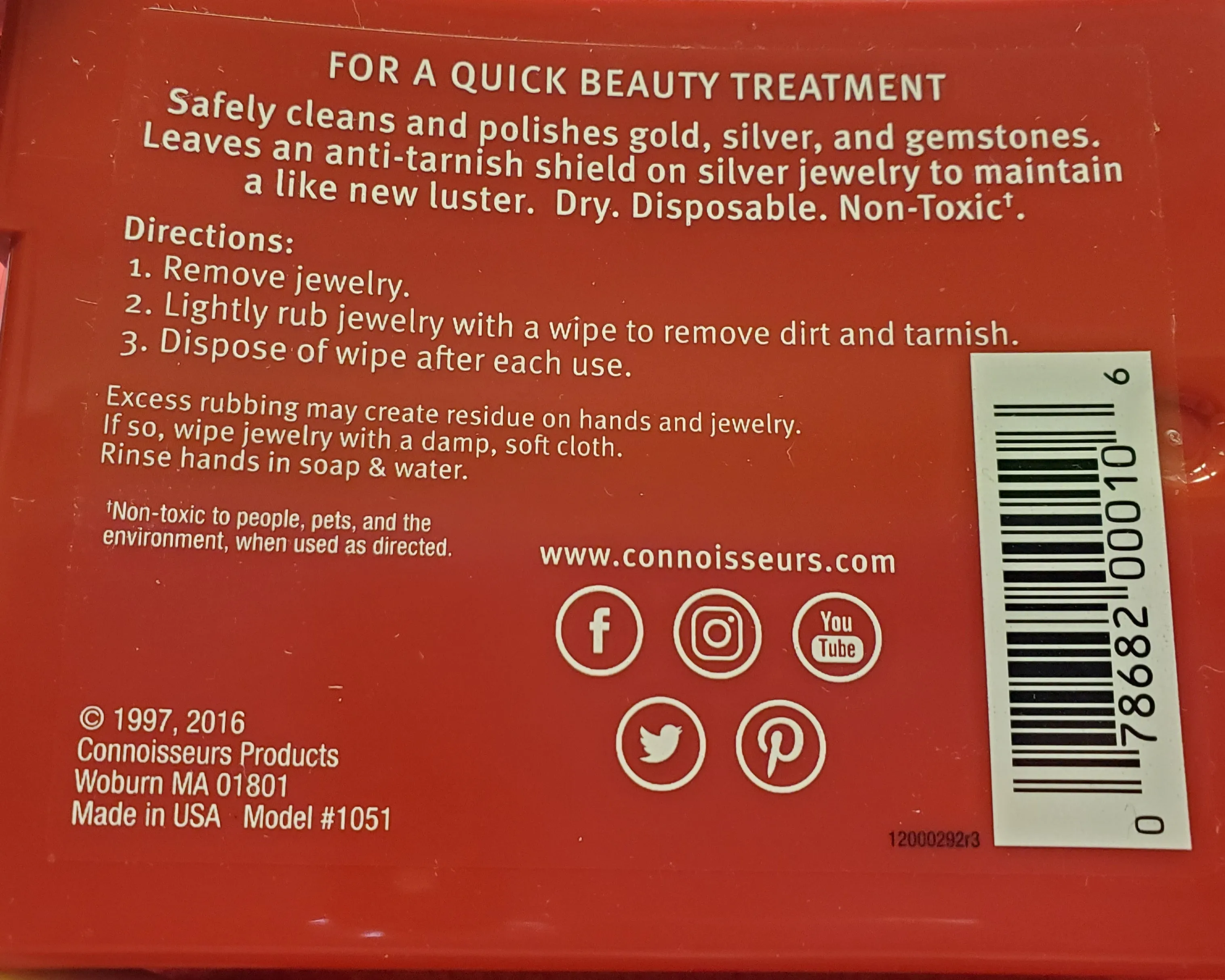 Connoisseurs Jewelry Wipes/Recommended Jewelry Cleaner