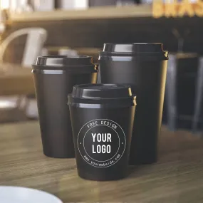 Custom Personalized Disposable Black Coffee Cup with Lid - 5000 Pcs