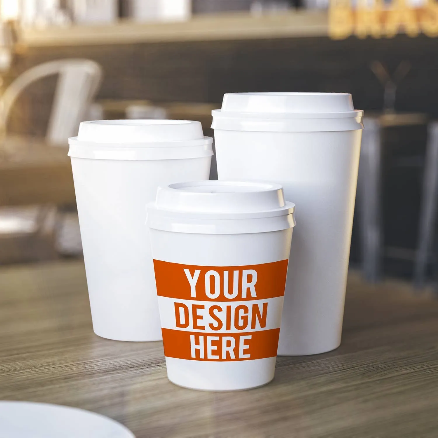 Custom Personalized Disposable White Coffee Cup with Lid - 1000 Pcs