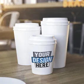 Custom Personalized Disposable White Coffee Cup with Lid - 1000 Pcs