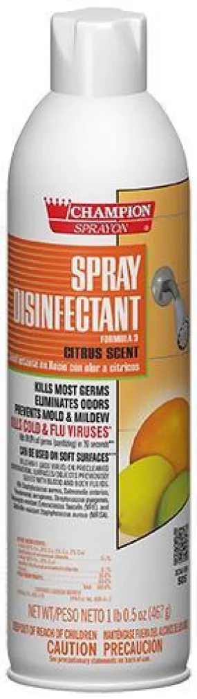 Disinfectant Spray, Citrus Fragrance, Champion Sprayon, 16.5 oz. Can, Box of 12