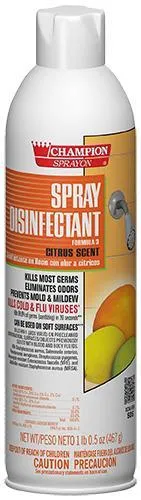 Disinfectant Spray, Citrus Fragrance, Champion Sprayon, 16.5 oz. Can, Box of 12