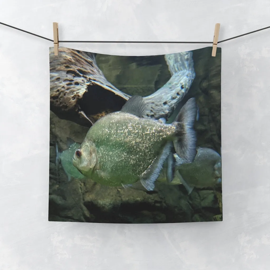 Glitter Green Fish Face Towel