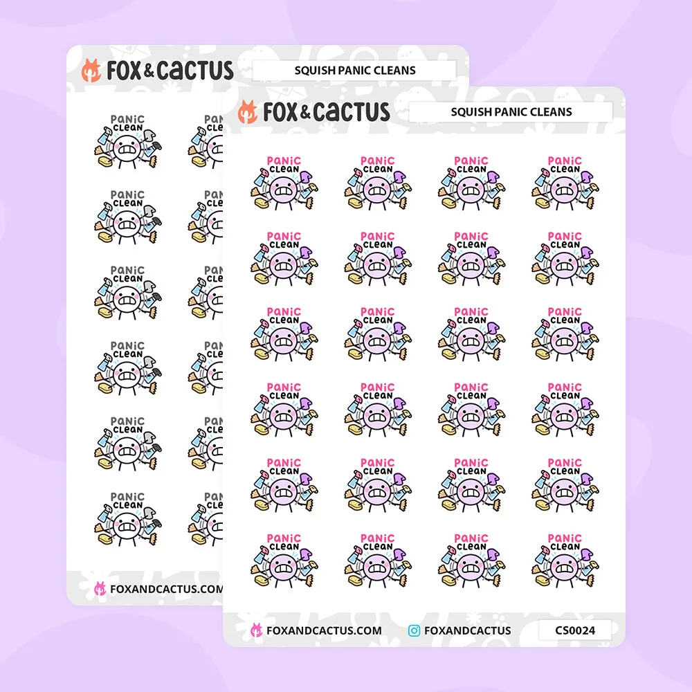 Panic Cleaning Squish Stickers