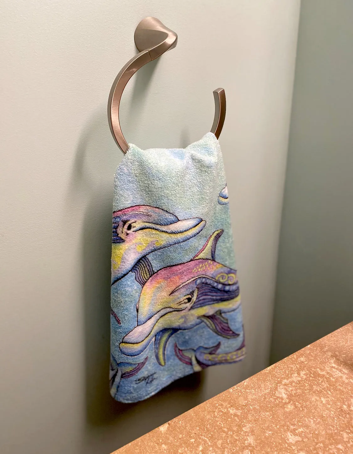 Rainbow Dolphins Hand Towel